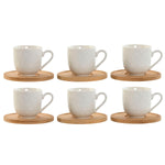 Satz von Kaffeetassen Home ESPRIT Weiß Bambus Porzellan 90 ml