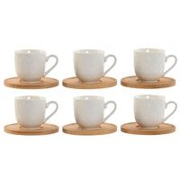 Satz von Kaffeetassen Home ESPRIT Weiß Bambus Porzellan 90 ml