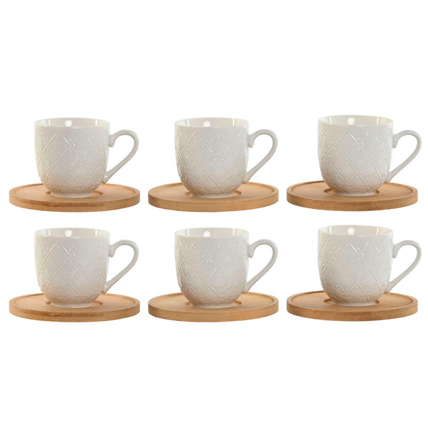 Satz von Kaffeetassen Home ESPRIT Weiß Bambus Porzellan 90 ml