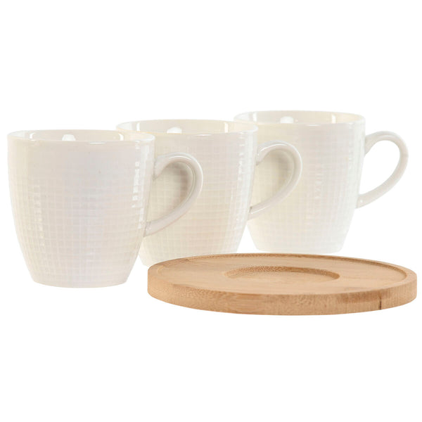 Satz von Kaffeetassen Home ESPRIT Weiß Bambus Porzellan 90 ml