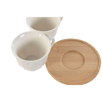 Satz von Kaffeetassen Home ESPRIT Weiß Bambus Porzellan 90 ml