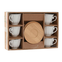 Satz von Kaffeetassen Home ESPRIT Weiß Bambus Porzellan 90 ml