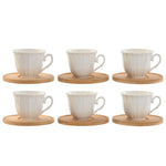 Satz von Kaffeetassen Home ESPRIT Weiß Bambus Porzellan 90 ml