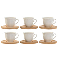 Satz von Kaffeetassen Home ESPRIT Weiß Bambus Porzellan 90 ml