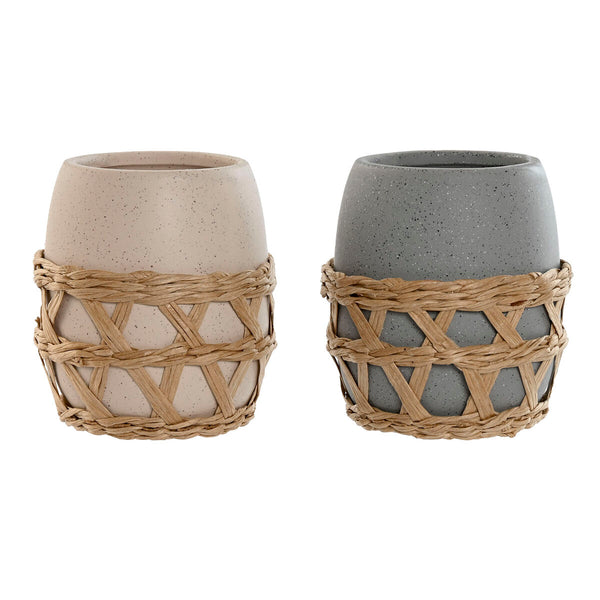 Zahnbürstenhalter Home ESPRIT Grau Creme Dolomite 9 x 9 x 10,5 cm (2 Stück)