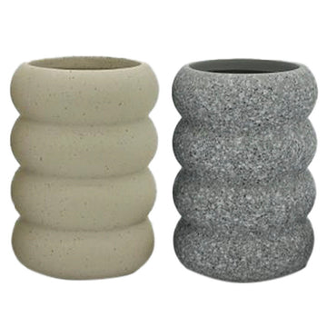 Zahnbürstenhalter Home ESPRIT Grau Creme Dolomite 7 x 7 x 10 cm (2 Stück)