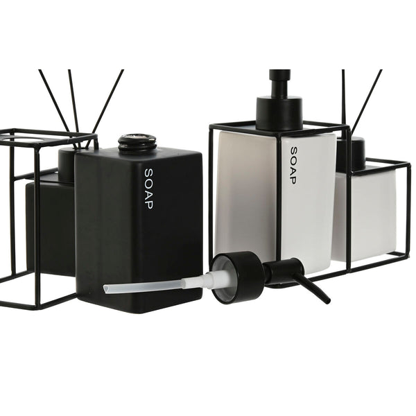 Badezimmer Set Home ESPRIT Weiß Schwarz Metall Dolomite 14,5 x 8 x 17 cm 2 Stücke (2 Stück)