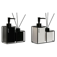 Badezimmer Set Home ESPRIT Weiß Schwarz Metall Dolomite 14,5 x 8 x 17 cm 2 Stücke (2 Stück)