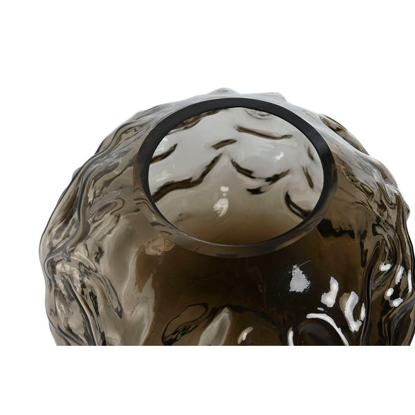 Vase Home ESPRIT Dunkelbraun Kristall Moderne 21,5 x 21,5 x 19 cm