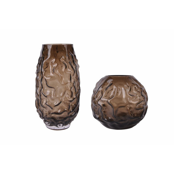 Vase Home ESPRIT Dunkelbraun Kristall Moderne 21,5 x 21,5 x 19 cm