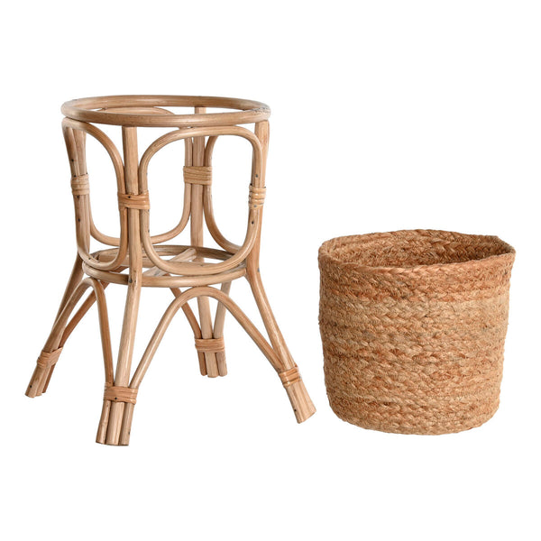 Satz Blumentöpfe Home ESPRIT natürlich korb Faser 28 x 28 x 38 cm (2 Stücke)