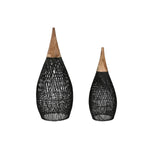 Lampenschirm Home ESPRIT Schwarz Bambus Teakholz 35 x 35 x 85 cm (2 Stück)