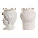 Blumentopf Home ESPRIT Weiß Beige Porzellan 15 x 15 x 26.5 cm (2 Stück)