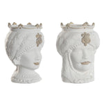 Blumentopf Home ESPRIT Weiß Beige Porzellan 15 x 15 x 26.5 cm (2 Stück)