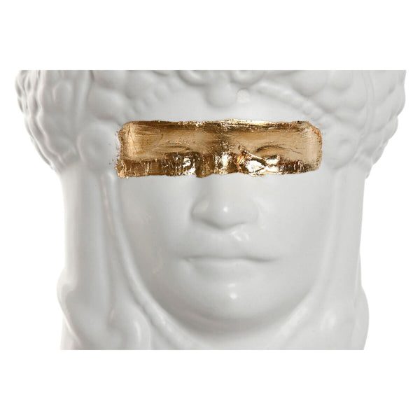 Blumentopf Home ESPRIT Weiß Gold Porzellan 10 x 10 x 14 cm (2 Stück)