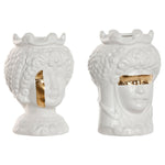 Blumentopf Home ESPRIT Weiß Gold Porzellan 10 x 10 x 14 cm (2 Stück)