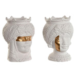 Blumentopf Home ESPRIT Weiß Gold Porzellan 15 x 15 x 26.5 cm (2 Stück)