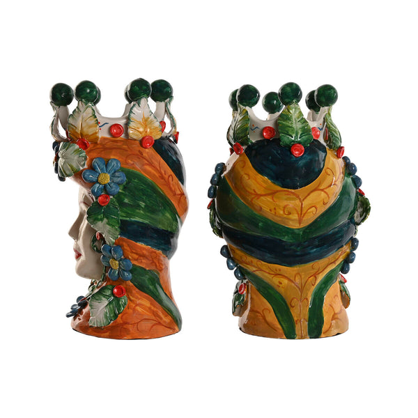 Blumentopf Home ESPRIT grün Bunt Porzellan 20 x 20 x 32 cm (2 Stück)