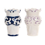 Blumentopf Home ESPRIT Blau Weiß Schwarz Porzellan 12 x 12 x 20 cm (2 Stück)