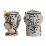 Blumentopf Home ESPRIT Blau Weiß Gold Porzellan 15 x 15 x 26 cm (2 Stück)