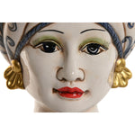 Blumentopf Home ESPRIT Blau Weiß Gold Porzellan 15 x 15 x 26 cm (2 Stück)