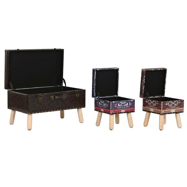 Truhensatz Home ESPRIT Braun Bunt Polyurethan Holz Vintage 70 x 40 x 45 cm (3 Stück)