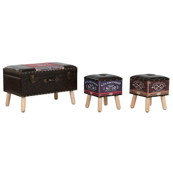 Truhensatz Home ESPRIT Braun Bunt Polyurethan Holz Vintage 70 x 40 x 45 cm (3 Stück)