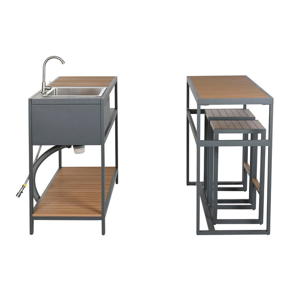 Kücheneinheit Home ESPRIT Grau natürlich 127 x 100 x 90 cm 127 x 100 x 95 cm