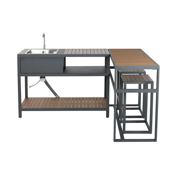 Kücheneinheit Home ESPRIT Grau natürlich 127 x 100 x 90 cm 127 x 100 x 95 cm