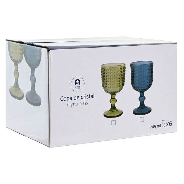 Gläsersatz Home ESPRIT Blau Kristall 260 ml (6 Stück)