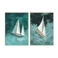 Bild Home ESPRIT türkis Segelboot Mediterraner 90 x 4 x 120 cm (2 Stück)