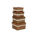 Korb-Set Home ESPRIT Weiß natürlich Naturfaser Boho Abgenutzt 30 x 30 x 19 cm 4 Stücke