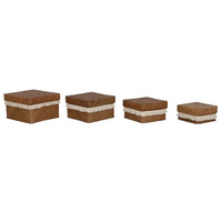 Korb-Set Home ESPRIT Weiß natürlich Naturfaser Boho Abgenutzt 30 x 30 x 19 cm 4 Stücke