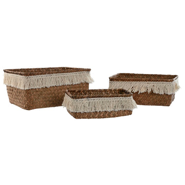 Korb-Set Home ESPRIT Naturfaser Boho Abgenutzt 23 x 17 x 10 cm