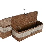 Korb-Set Home ESPRIT Weiß natürlich Naturfaser Boho Abgenutzt 32 x 12 x 10 cm 3 Stücke