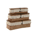 Korb-Set Home ESPRIT Weiß natürlich Naturfaser Boho Abgenutzt 32 x 12 x 10 cm 3 Stücke