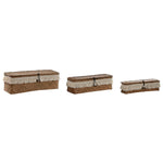 Korb-Set Home ESPRIT Weiß natürlich Naturfaser Boho Abgenutzt 32 x 12 x 10 cm 3 Stücke