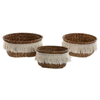 Korb-Set Home ESPRIT Naturfaser Boho Abgenutzt 16 x 16 x 6 cm