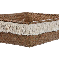 Korb-Set Home ESPRIT Naturfaser Boho Abgenutzt 26 x 26 x 10 cm