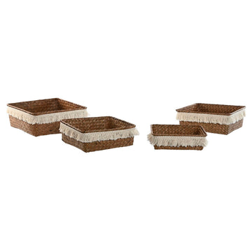 Korb-Set Home ESPRIT Naturfaser Boho Abgenutzt 26 x 26 x 10 cm