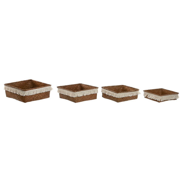 Korb-Set Home ESPRIT Naturfaser Boho Abgenutzt 26 x 26 x 10 cm