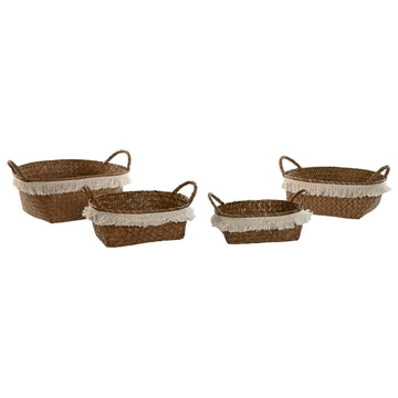 Korb-Set Home ESPRIT Naturfaser Boho Abgenutzt 33 x 25 x 15 cm