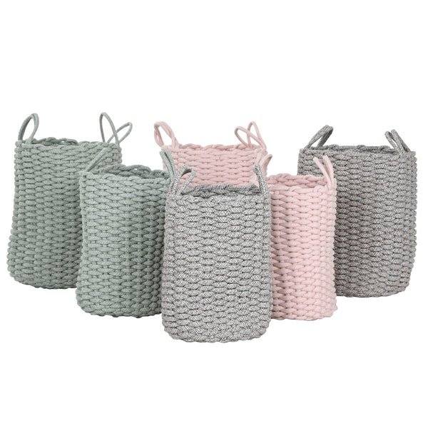 Korb-Set Home ESPRIT grün Grau Rosa Schnur 30 x 30 x 43 cm 2 Stücke (3 Stück)