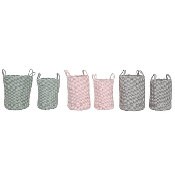 Korb-Set Home ESPRIT grün Grau Rosa Schnur 30 x 30 x 43 cm 2 Stücke (3 Stück)