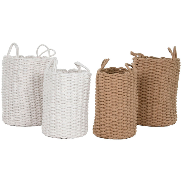 Korb-Set Home ESPRIT Weiß Beige Schnur 30 x 30 x 43 cm 2 Stücke (2 Stück)