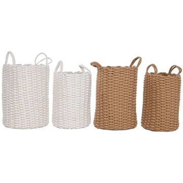 Korb-Set Home ESPRIT Weiß Beige Schnur 30 x 30 x 43 cm 2 Stücke (2 Stück)