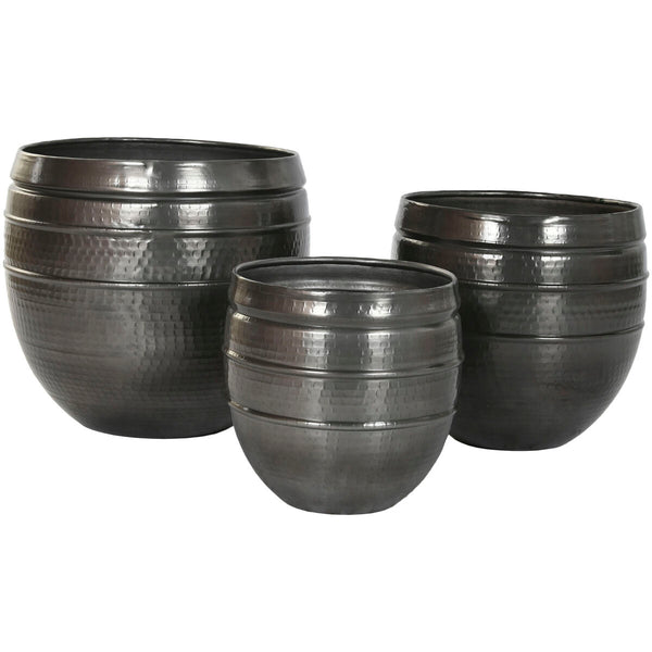 Blumentopf Home ESPRIT Grau Aluminium Moderne 41 x 41 x 40 cm 40 x 40 x 40,5 cm (3 Stücke)