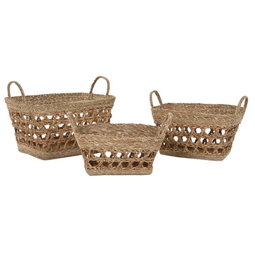 Korb-Set Home ESPRIT Seegras Tropical 45 x 35 x 35 cm
