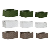 Korb-Set Home ESPRIT grün Grau Creme Metall Polypropylen 38 x 28 x 17 cm 3 Stücke (3 Stück)