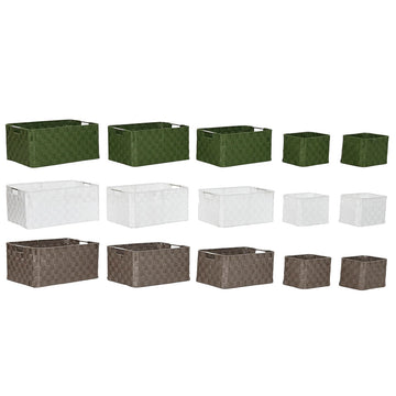 Korb-Set Home ESPRIT grün Grau Creme Metall Polypropylen 44 x 32 x 20 cm (3 Stück)